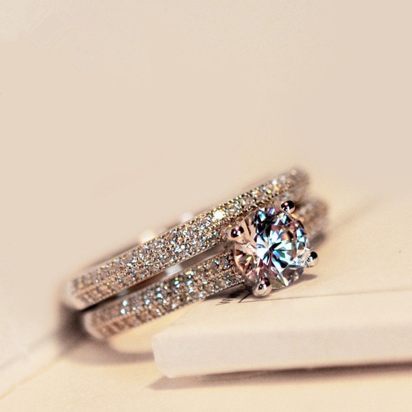 Aprilsplace Jewelry - Wedding Ring 2 Piece Round Solitaire Silver 4